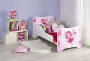 VITTRA - Sagolik barnsäng i vitt och rosa 145x76 cm