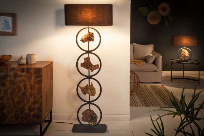 GRUND - Golvlampa 147cm svart akacia 