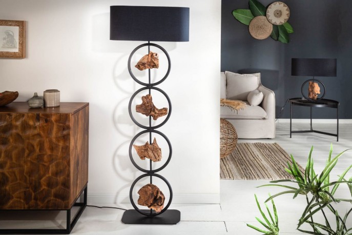 GRUND - Golvlampa 147cm svart akacia 