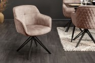 GREVE - Lyxig fåtölj i grå/beige sammet 82 cm