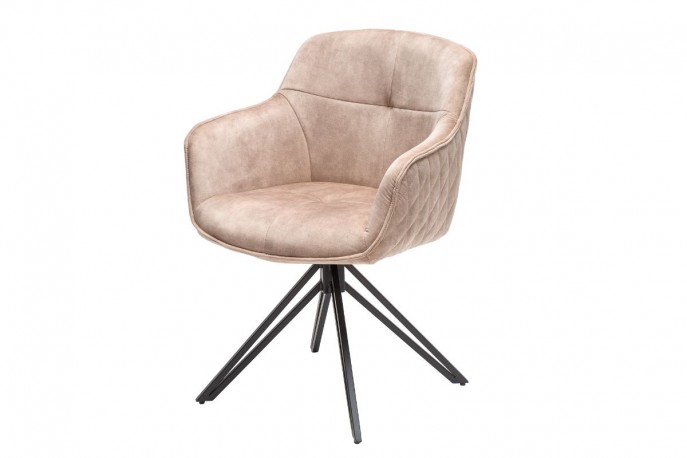 GREVE - Lyxig fåtölj i grå/beige sammet 82 cm