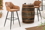 LANDOSA - Lyxig barstol i vintagebrun sammet 102 cm