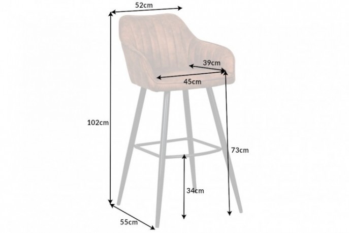 LANDOSA - Lyxig barstol i vintagebrun sammet 102 cm