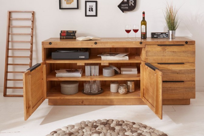 FLINKA - Handgjort sidobord 175cm natur  i massiv tall 2