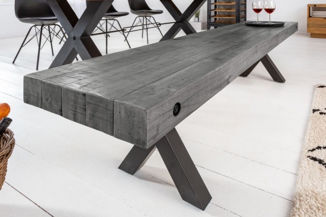 bench Thor 200cm pine wood gray 2