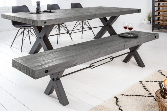 SMITH - Sittbänk 170cm i grå massiv tall