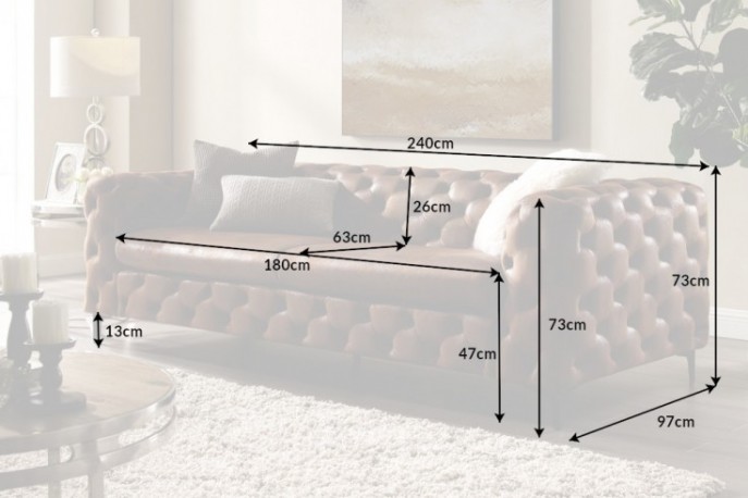 ESPELMA - 240cm modern barock soffa, antikbrunt