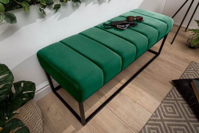 EMMANUEL - 110cm sittbänk I sammet smaragdgrön