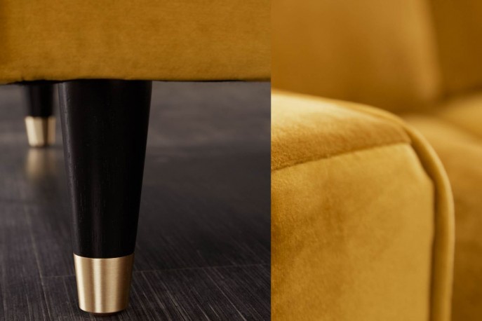 Cozy Velvet II corner sofa 260cm mustard yellow velvet