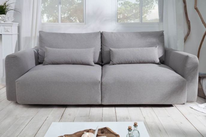 Hampton 3-seater sofa 240cm structure fabric light gray