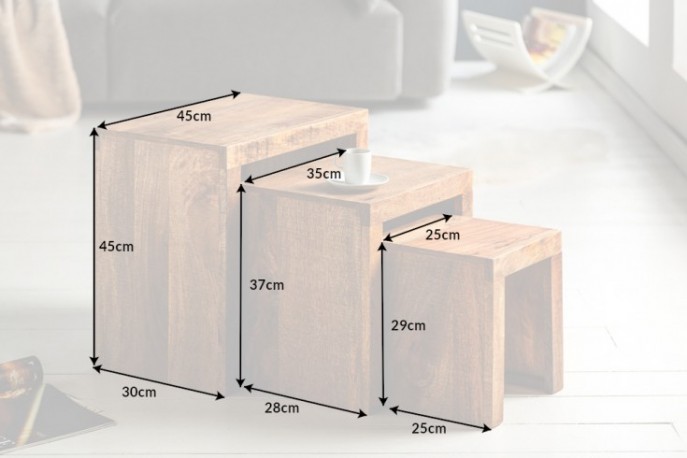 Side table Makassar set of 3 mango nature