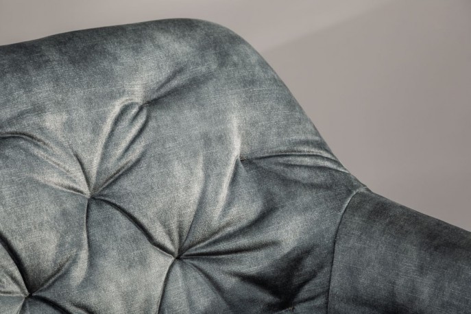 ELENOR - Justerbar kontorsstol grön sammet 82-90 cm