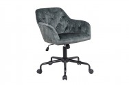 ELENOR - Justerbar kontorsstol grön sammet 82-90 cm