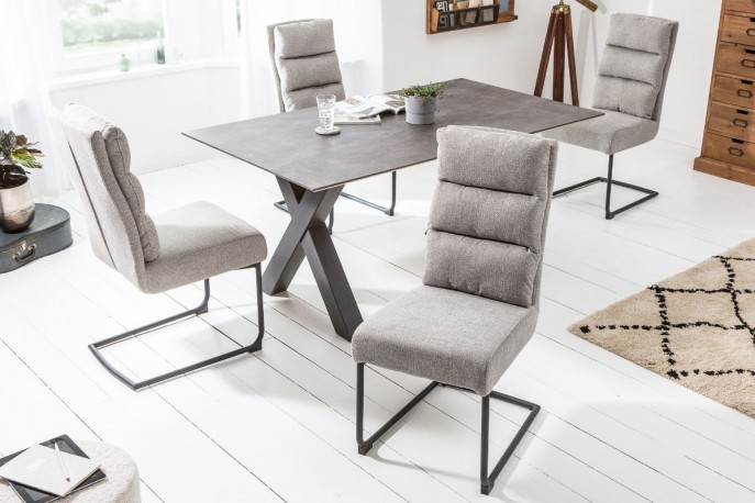 Cantilever chair Comfort textured fabric light gray
