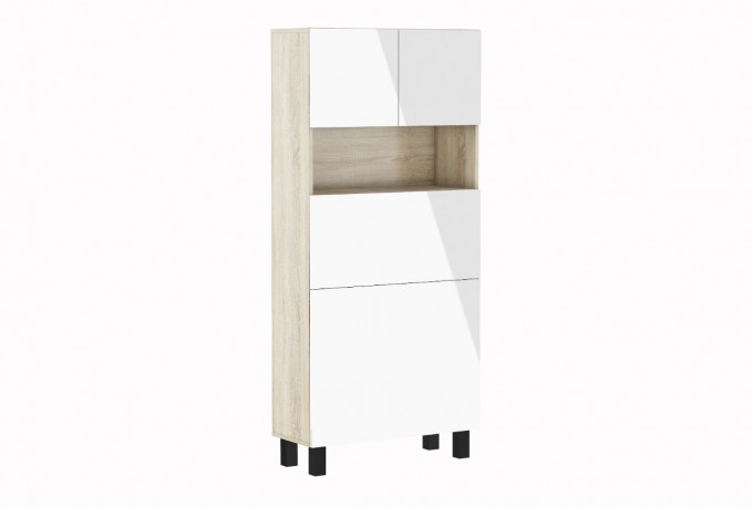 LAZIO – skrivbord i ljus ek/högglansigt vitt