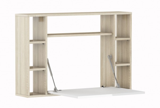 MIRA – 94cm väggskrivbord i ljus ek/vitt