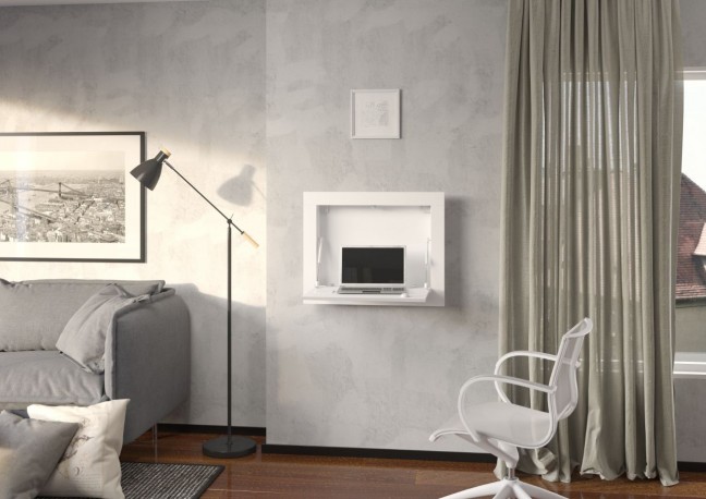 MESITA – väggskrivbord i vitt