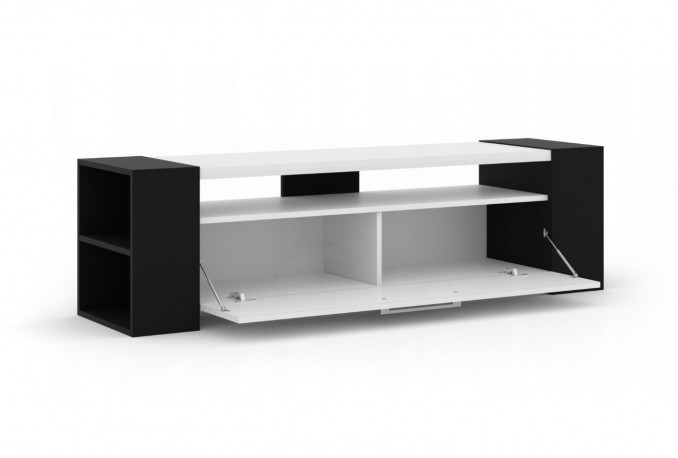 TV STAND LIVIA 160 CM STANDING WHITE GLOSS / BLACK MATT