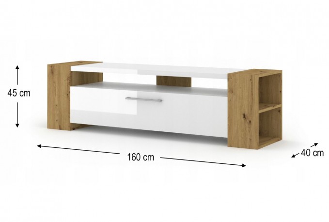 TV STAND LIVIA 160 CM STANDING ARTISAN OAK / WHITE GLOSS
