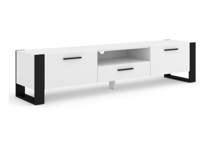 TV STAND NUKA 200 CM STANDING WHITE GLOSS / BLACK
