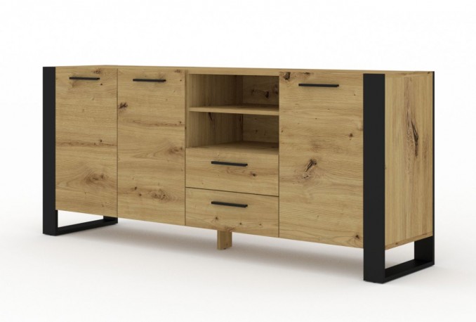 SIDEBOARD NUKA D 195 CM ARTISAN OAK / BLACK