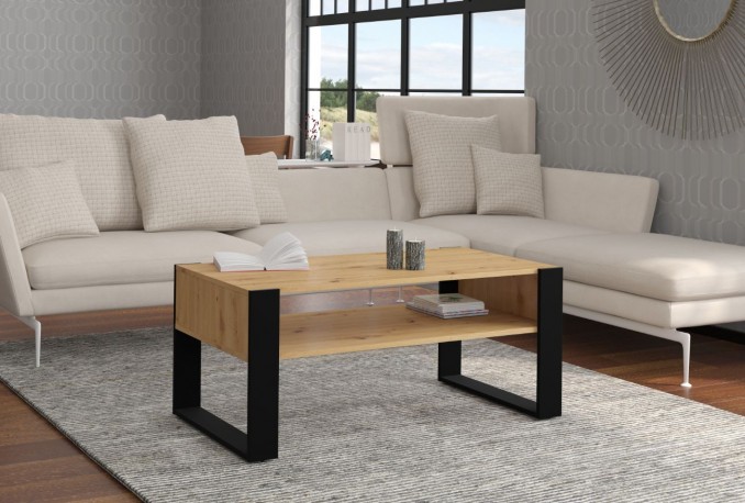 COFFEE TABLE NUKA F 110 CM ARTISAN OAK / BLACK