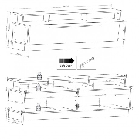 MARS - väggenhet för TV i vitt/svart