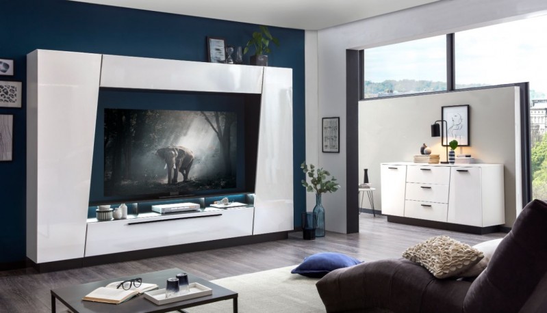 MARS - väggenhet för TV i vitt/svart