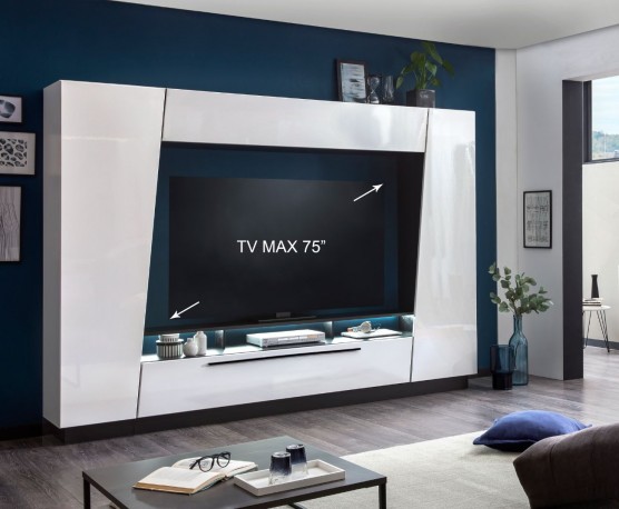 MARS - väggenhet för TV i vitt/svart