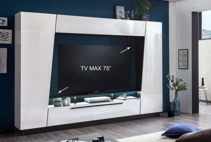 MARS - väggenhet för TV i vitt/svart