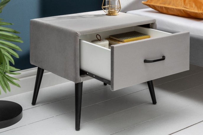 Bedside table Famous velvet silver gray