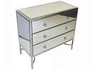 KATI -  81X76CM SIDEBOARD/SKÄNK ROSTFRITT STÅL I SILVER/VITT GLAS