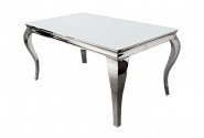 LUIS - 100X200CM MATBORD I SILVER/VITT GLAS