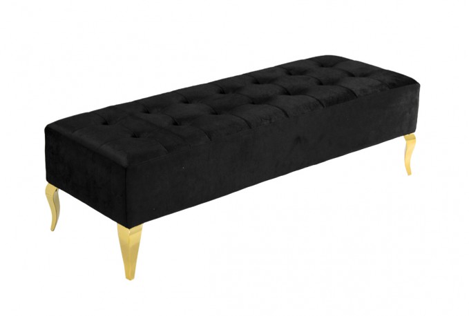 ERNA - 140CM SVART/GULD SITTBÄNK I VELOUR