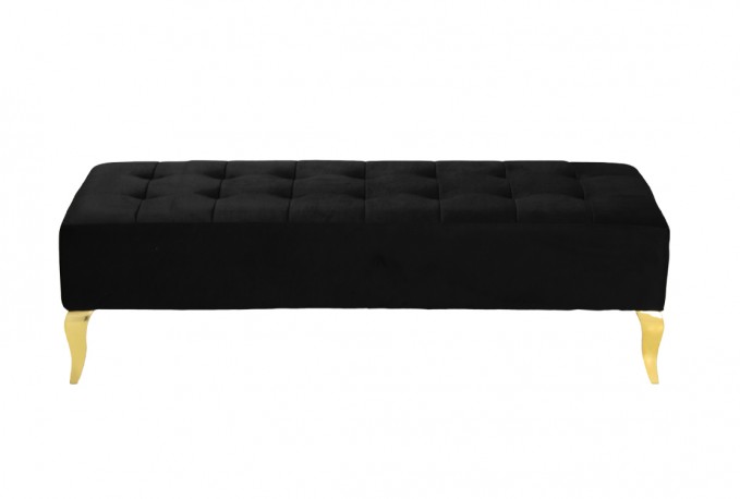 ERNA - 140CM SVART/GULD SITTBÄNK I VELOUR