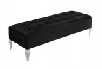 ERNA - 140CM SVART/SILVER SITTBÄNK I VELOUR