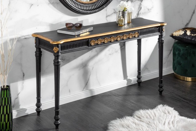Console Venice 125cm black gold