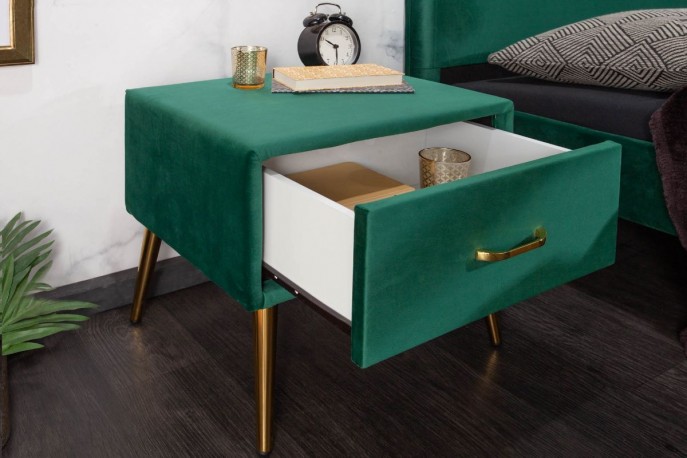 Bedside table Famous velvet emerald green