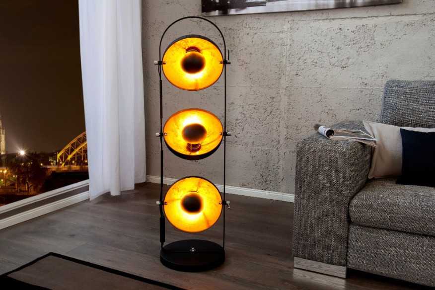 Stehleuchte Studio schwarz gold 3er