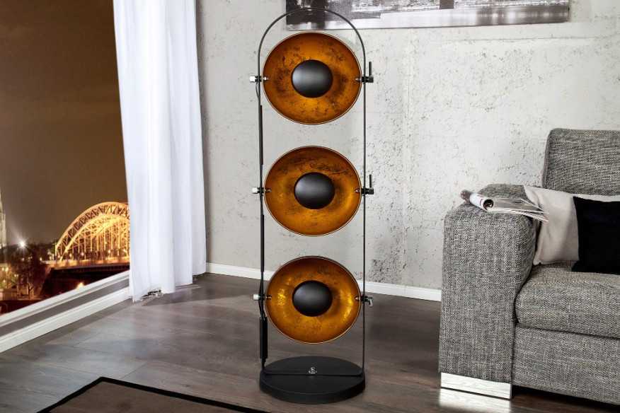 Stehleuchte Studio schwarz gold 3er