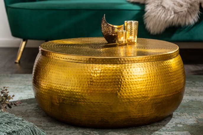 Coffee table Orient Storage 70cm aluminum gold
