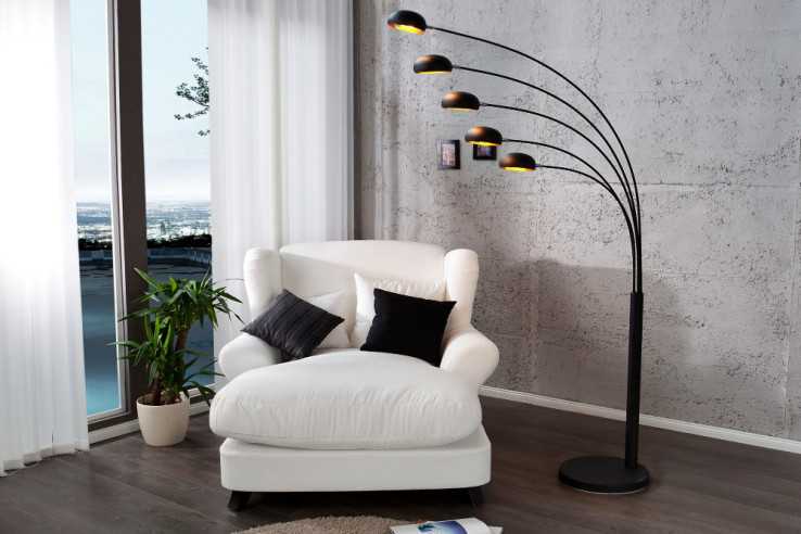 Stehleuchte Five Lights schwarz gold