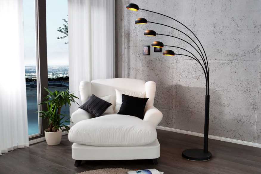 Stehleuchte Five Lights schwarz gold