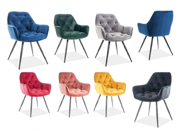 KLAVER - Stol med armstöd i lyxig sammet svart 2