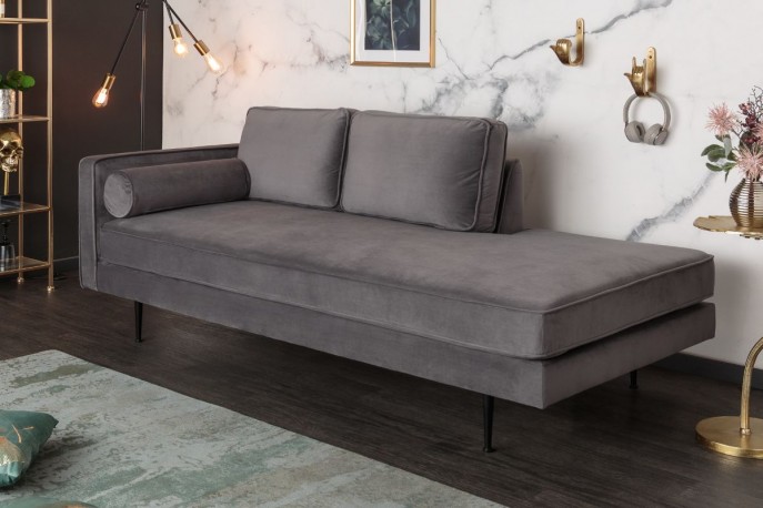 Recamiere Diva 196cm velvet gray