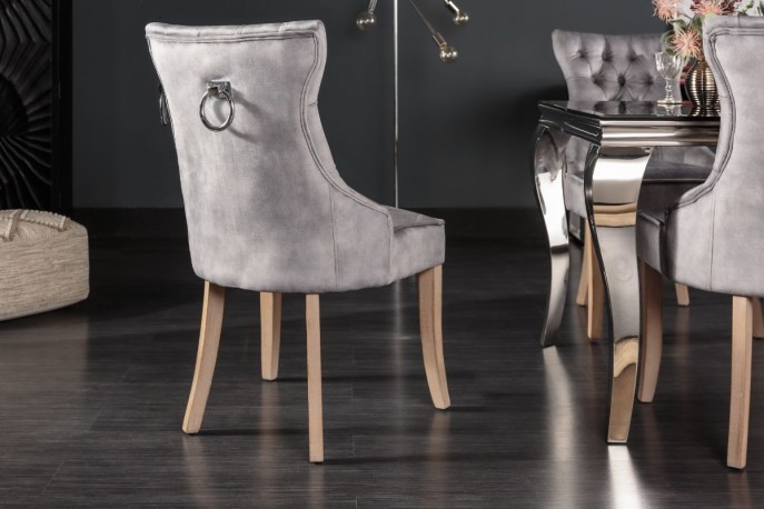 Castle chair velvet gray comfort handle