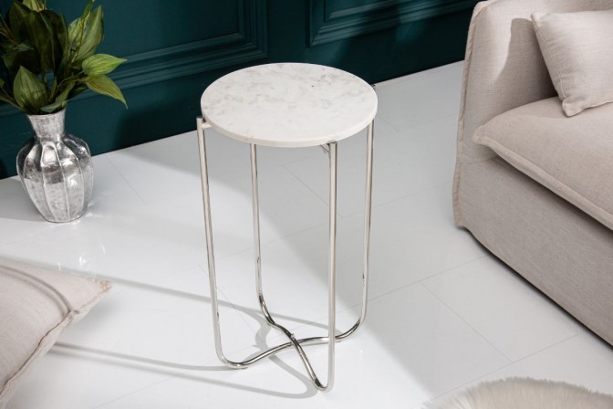 Side table Noble I 35cm marble white silver 2