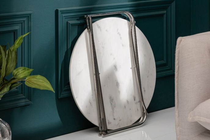 Coffee table Noble 62cm marble white silver