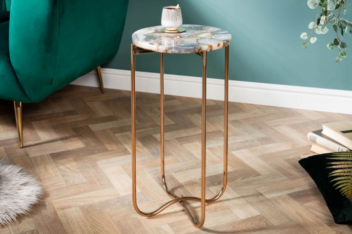 Side table Noble I 35cm agate blue gold