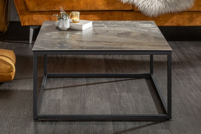 Coffee table symbiosis 75cm marble look ceramic